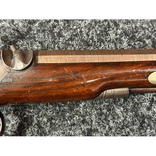 2411 - Percussion Cap Pistol with octagonal Damascus barrel 128mm in length, engraved with maker mark 