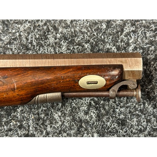 2411 - Percussion Cap Pistol with octagonal Damascus barrel 128mm in length, engraved with maker mark 