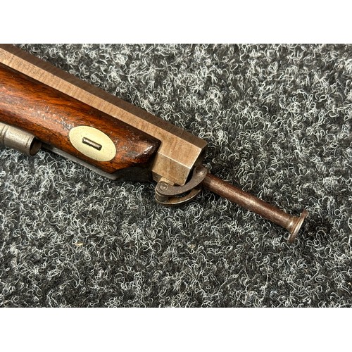 2411 - Percussion Cap Pistol with octagonal Damascus barrel 128mm in length, engraved with maker mark 