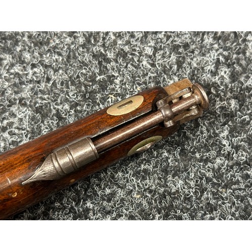 2411 - Percussion Cap Pistol with octagonal Damascus barrel 128mm in length, engraved with maker mark 