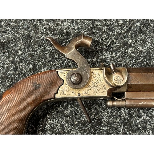 2412 - Percussion Cap Pistol with 150mm long octagonal barrel, 32 bore approx. 13mm. Birmingham Proof marke... 