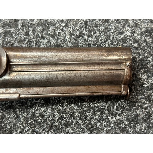 2413 - Double Barrel Percussion Cap 40 Bore Pistol with 100mm long barrels. Double trigger. Working action ... 