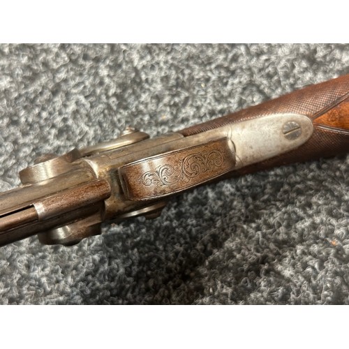 2413 - Double Barrel Percussion Cap 40 Bore Pistol with 100mm long barrels. Double trigger. Working action ... 