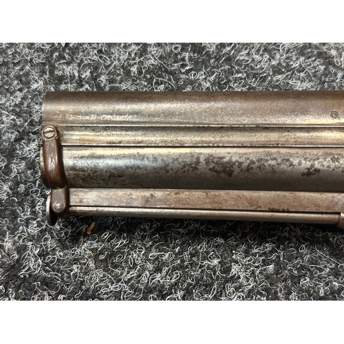 2413 - Double Barrel Percussion Cap 40 Bore Pistol with 100mm long barrels. Double trigger. Working action ... 