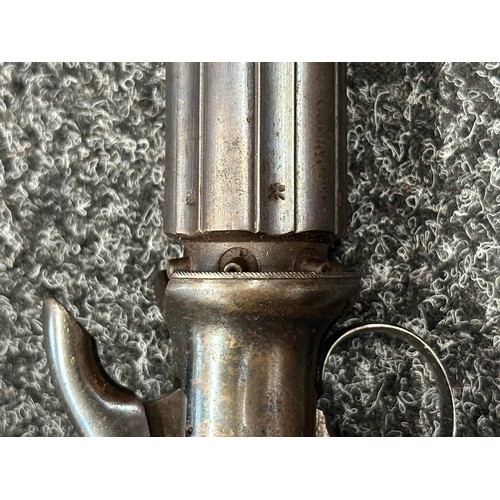 2414 - Pepperbox Percussion Cap Pistol with six 72mm long barrels, Birmingham Proof marked. No makers mark.... 