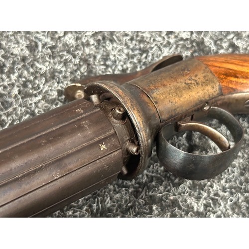 2414 - Pepperbox Percussion Cap Pistol with six 72mm long barrels, Birmingham Proof marked. No makers mark.... 