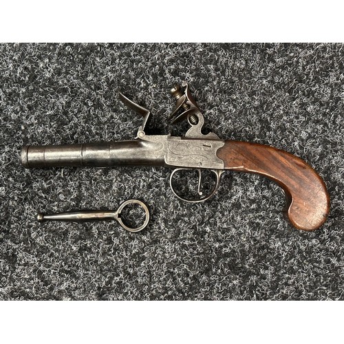 2415 - Flintlock Pistol with 60mm long barrel, bore approx. 11mm. Maker marked to lock 