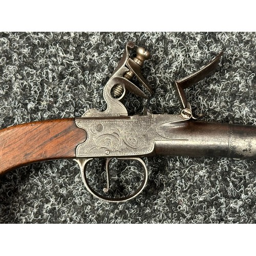 2415 - Flintlock Pistol with 60mm long barrel, bore approx. 11mm. Maker marked to lock 