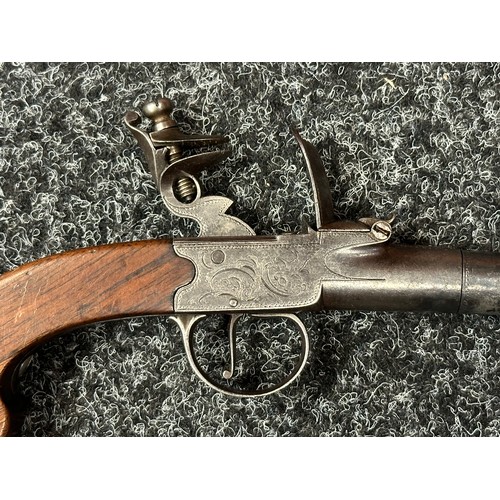 2415 - Flintlock Pistol with 60mm long barrel, bore approx. 11mm. Maker marked to lock 