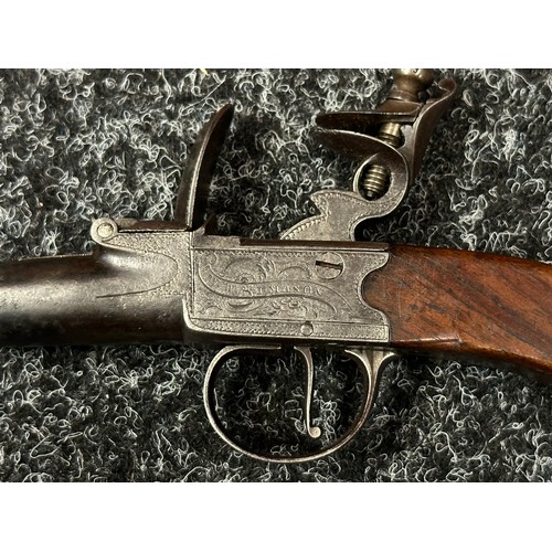 2415 - Flintlock Pistol with 60mm long barrel, bore approx. 11mm. Maker marked to lock 