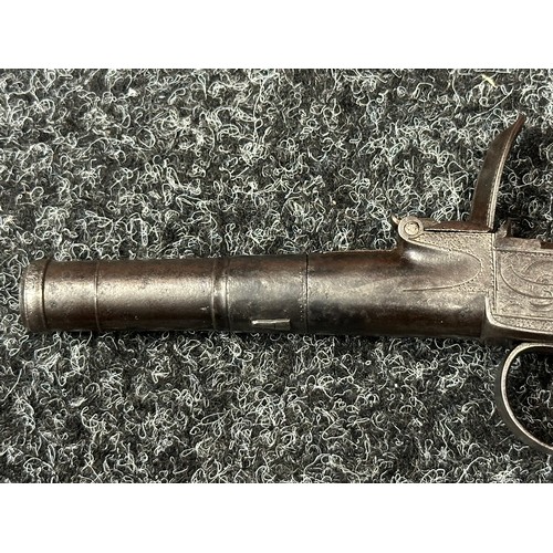 2415 - Flintlock Pistol with 60mm long barrel, bore approx. 11mm. Maker marked to lock 