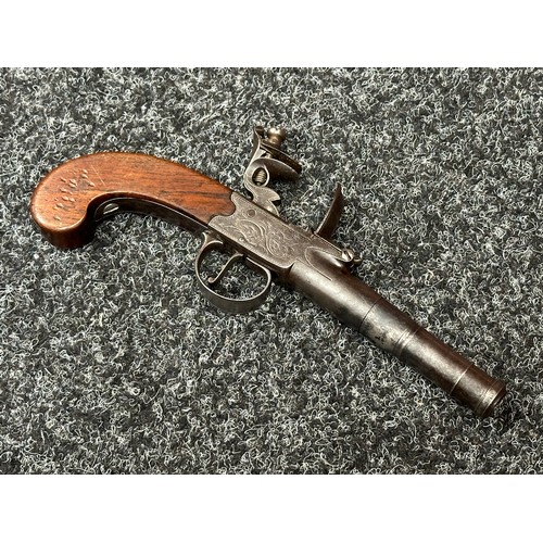 2415 - Flintlock Pistol with 60mm long barrel, bore approx. 11mm. Maker marked to lock 