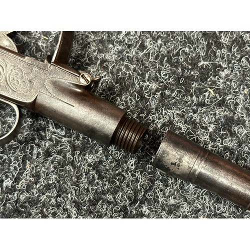 2415 - Flintlock Pistol with 60mm long barrel, bore approx. 11mm. Maker marked to lock 