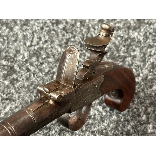 2415 - Flintlock Pistol with 60mm long barrel, bore approx. 11mm. Maker marked to lock 