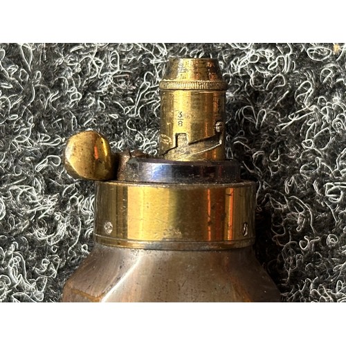 2423 - Pair of Copper Pistol Powder Flasks, both unmarked. One with adjustable Dram settings for 3/8ths and... 