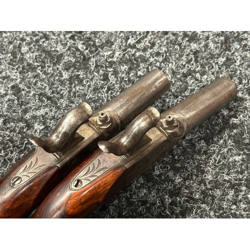 2425 - Pair of Belgian Percussion Cap Pocket Pistols with 41mm long barrels. Bore approx. 10mm. Both hold a... 