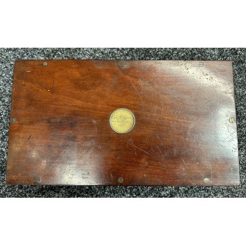 2426 - Wooden Pistol Box with brass plaque to lid engraved to 