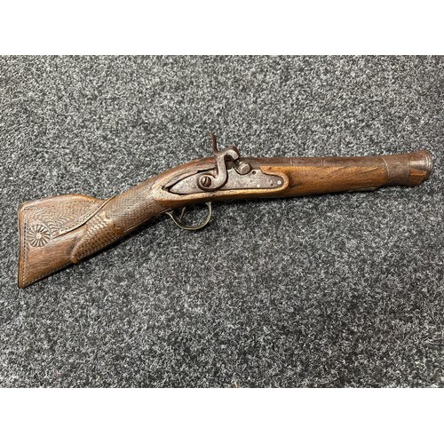 2428 - Percussion Cap Blunderbuss style Pistol with 200mm long barrel. Mouth of barrel approx. 32mm wide. W... 