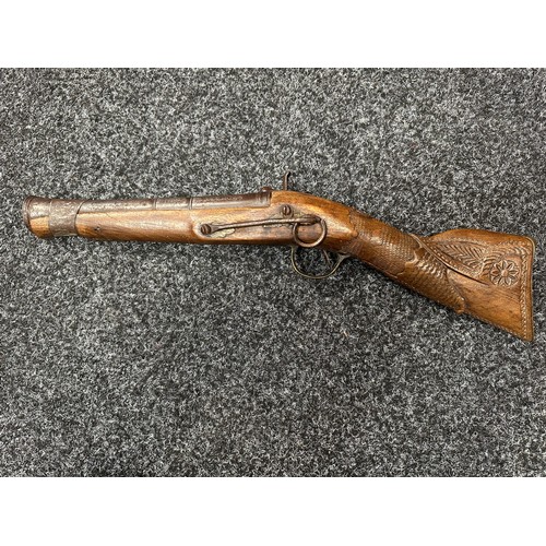 2428 - Percussion Cap Blunderbuss style Pistol with 200mm long barrel. Mouth of barrel approx. 32mm wide. W... 