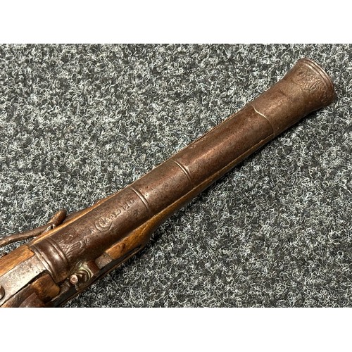 2428 - Percussion Cap Blunderbuss style Pistol with 200mm long barrel. Mouth of barrel approx. 32mm wide. W... 