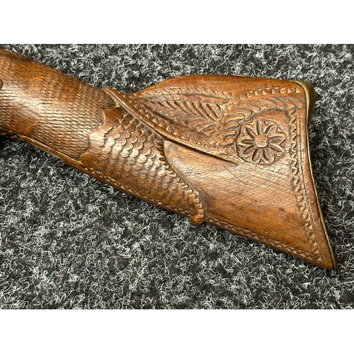 2428 - Percussion Cap Blunderbuss style Pistol with 200mm long barrel. Mouth of barrel approx. 32mm wide. W... 