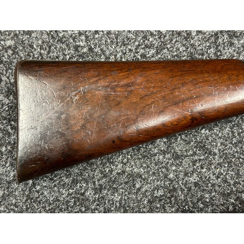 2431 - Percussion Cap Rifled Musket with 795mm long browned Damasus barrel, bore approx. 14mm. Fitted with ... 