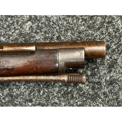 2431 - Percussion Cap Rifled Musket with 795mm long browned Damasus barrel, bore approx. 14mm. Fitted with ... 