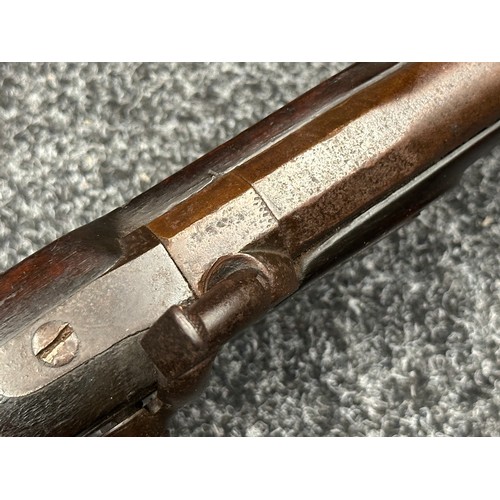 2431 - Percussion Cap Rifled Musket with 795mm long browned Damasus barrel, bore approx. 14mm. Fitted with ... 