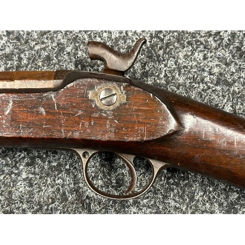 2431 - Percussion Cap Rifled Musket with 795mm long browned Damasus barrel, bore approx. 14mm. Fitted with ... 