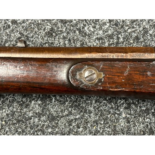 2431 - Percussion Cap Rifled Musket with 795mm long browned Damasus barrel, bore approx. 14mm. Fitted with ... 