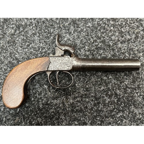 2433 - Percussion Cap Pistol with 75mm long barrel. Bore approx. 10mm. English Proof marks. No makers mark.... 