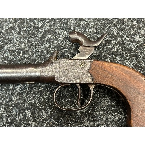 2433 - Percussion Cap Pistol with 75mm long barrel. Bore approx. 10mm. English Proof marks. No makers mark.... 