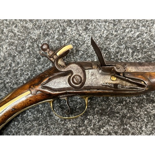 2436 - Flintlock Pistol with 285mm long barrel, bore approx. 16mm. Lock is signed but hard to read. Working... 