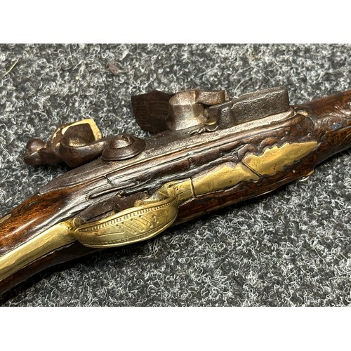 2436 - Flintlock Pistol with 285mm long barrel, bore approx. 16mm. Lock is signed but hard to read. Working... 