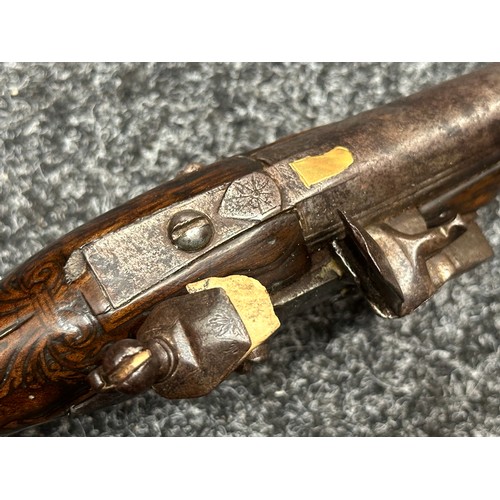 2436 - Flintlock Pistol with 285mm long barrel, bore approx. 16mm. Lock is signed but hard to read. Working... 