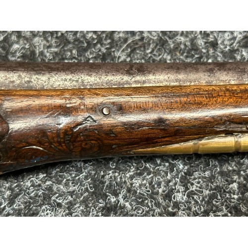 2436 - Flintlock Pistol with 285mm long barrel, bore approx. 16mm. Lock is signed but hard to read. Working... 