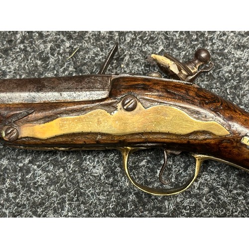 2436 - Flintlock Pistol with 285mm long barrel, bore approx. 16mm. Lock is signed but hard to read. Working... 