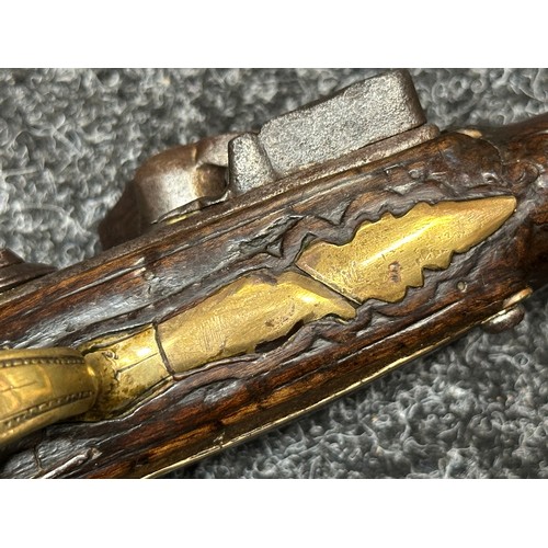 2436 - Flintlock Pistol with 285mm long barrel, bore approx. 16mm. Lock is signed but hard to read. Working... 