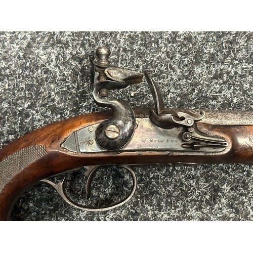 2437 - English Flintlock Pistol with 220mm long barrel, bore approx. 13mm. Lock is marked 