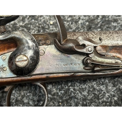 2437 - English Flintlock Pistol with 220mm long barrel, bore approx. 13mm. Lock is marked 