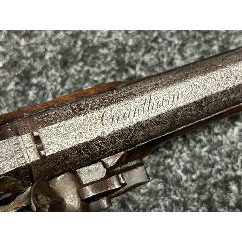 2437 - English Flintlock Pistol with 220mm long barrel, bore approx. 13mm. Lock is marked 