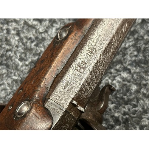 2437 - English Flintlock Pistol with 220mm long barrel, bore approx. 13mm. Lock is marked 