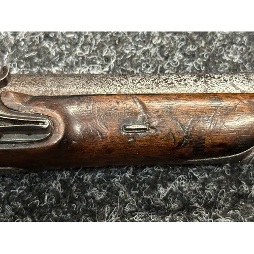 2437 - English Flintlock Pistol with 220mm long barrel, bore approx. 13mm. Lock is marked 