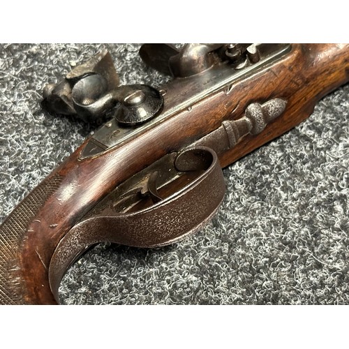 2437 - English Flintlock Pistol with 220mm long barrel, bore approx. 13mm. Lock is marked 