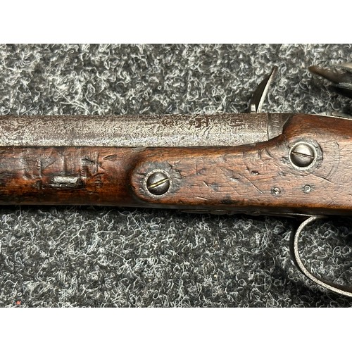 2437 - English Flintlock Pistol with 220mm long barrel, bore approx. 13mm. Lock is marked 