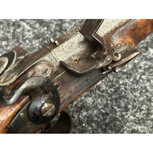 2437 - English Flintlock Pistol with 220mm long barrel, bore approx. 13mm. Lock is marked 