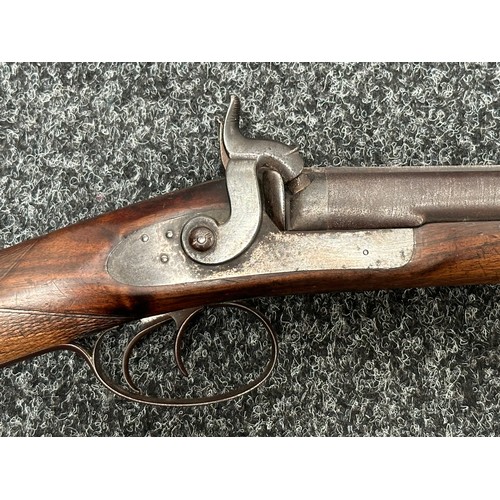 2438 - Percussion Cap Double Barrel Shotgun with 695mm long Damascus barrels. English Proof marks to unders... 