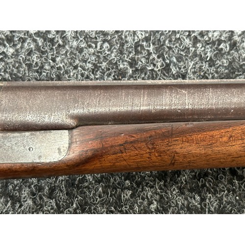 2438 - Percussion Cap Double Barrel Shotgun with 695mm long Damascus barrels. English Proof marks to unders... 