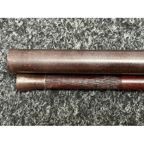 2438 - Percussion Cap Double Barrel Shotgun with 695mm long Damascus barrels. English Proof marks to unders... 