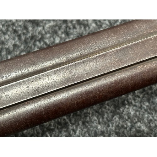 2438 - Percussion Cap Double Barrel Shotgun with 695mm long Damascus barrels. English Proof marks to unders... 